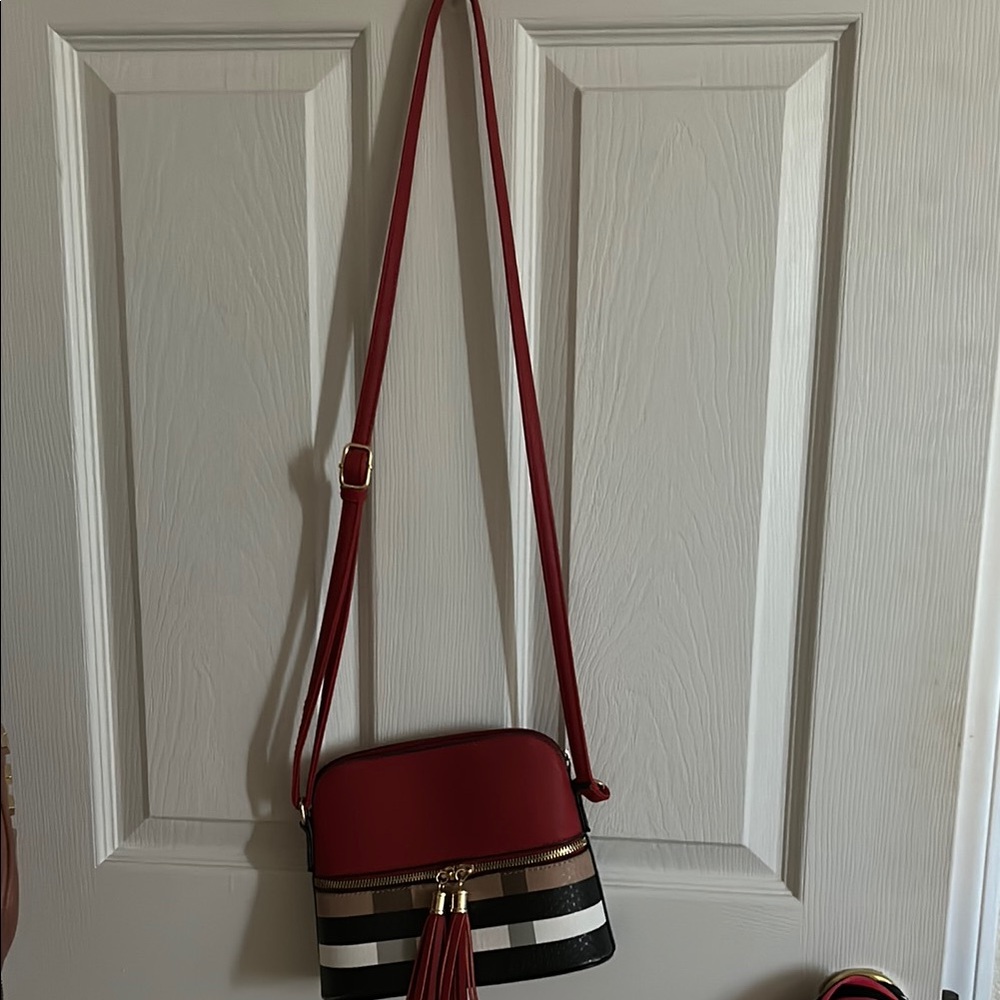 Stylish Red and Black Crossbody Bag